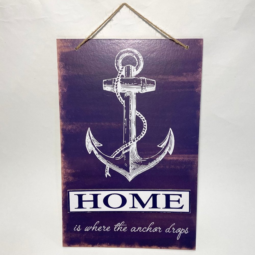 Wall Decor Wooden Sign HOME IS WHERE THE ANCHOR DROPS 13*9"